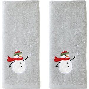 SKL Home Christmas/Winter Snowman with Snowballs Hand Towel 2pc Set